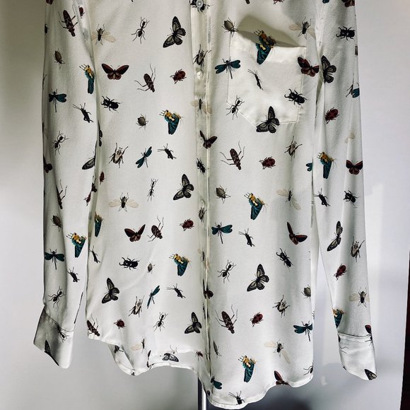 Perfect condition XS Equipment white silk insects button-up shirt !! - Picture 16 of 16